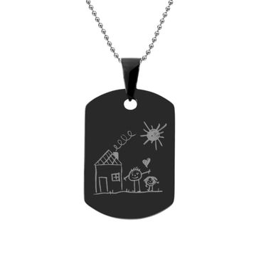 Dogtag Anhänger schwarz mit Zeichnung - 2626