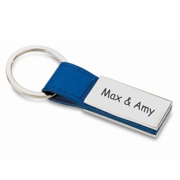 Schlüsselanhänger Leder blau mit Gravur - 0839