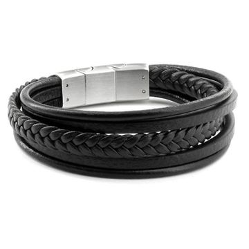 Schwarzes Lederarmband mit Gravur - 2195