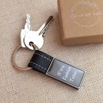 Schlüsselanhänger Schwarz mit Gravur - 2502