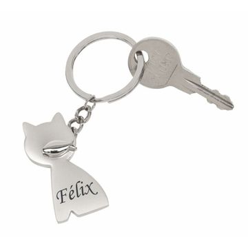 Schlüsselanhänger Katze mit Gravur - 0835