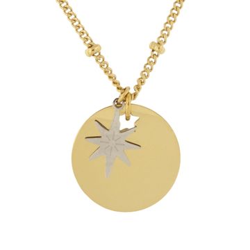 Kreisanhänger Edelstahl Gold mit Gravur - 2385