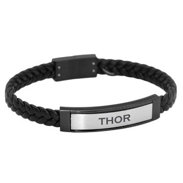 Armband Leder geflochten Schwarz - 2506