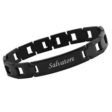 Armband Edelstahl schwarz mit Gravur - 2653