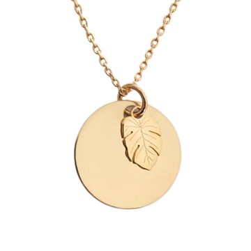 Collier mit Doppel-Anhänger "Blatt" vergoldet - 2581