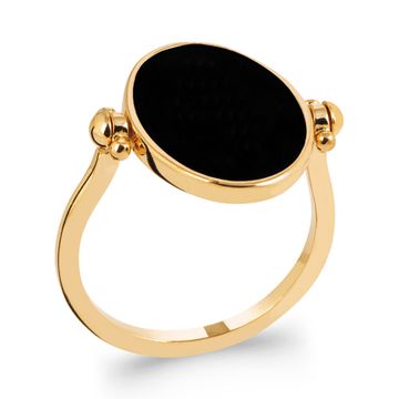 Ring vergoldet mit schwarzer Scheibe - 2804
