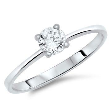 Verlobungsring Zirkonia Silber mit Gravur - 1352