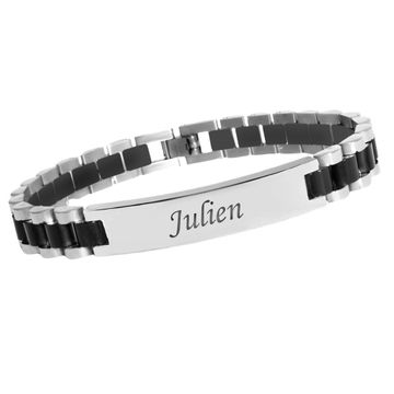 Edelstahlarmband zweifarbig schwarz - 2859