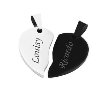 Doppelherz Edelstahlanhänger mit Gravur - 2121