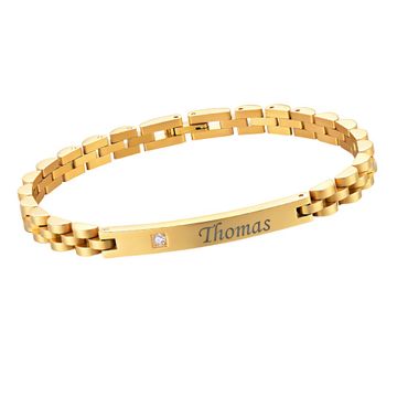 Armband vergoldet aus Edelstahl mit Gravur - 2946