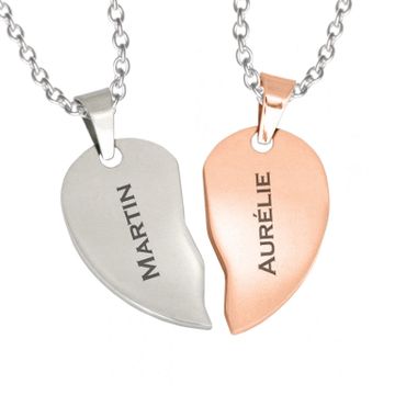 Doppelherz Edelstahlanhänger mit Gravur - 1850