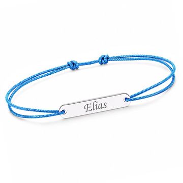 Blaues Textilarmband mit Silberplatte - 2187