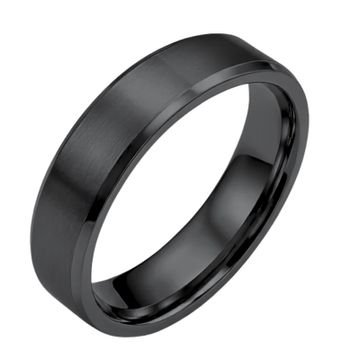Ring Edelsahl schwarz mit Gravur - 2935