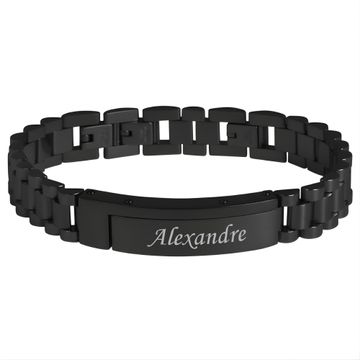 Armband Edelstahl Schwarz mit Gravur - 2948