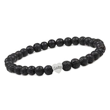 Perlen Armband Lavastein mit Gravur - 2693