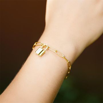 Liebesschloss Armband Goldfarbe mit Gravur - 2620