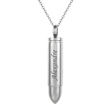 Anhänger Edelstahl Patrone mit Gravur  - 0691