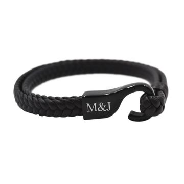 Lederarmband Hakenverschluss mit Gravur - 2402