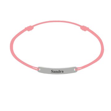 Rosa Textilarmband mit Silberplatte - 2188